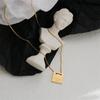 Vintage Antique Matte Gold-Plated Titanium Steel Square Clavicle Necklace