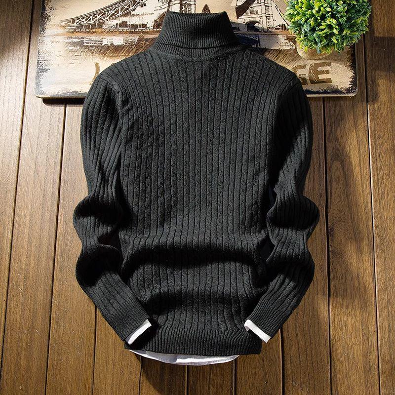 Men's White Turtleneck Sweater Pullover