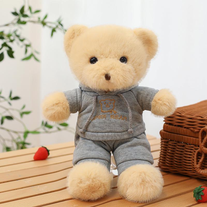 Plush Teddy Bear Doll in Hoodie - Sitting Version, High-Grade Wedding Toy