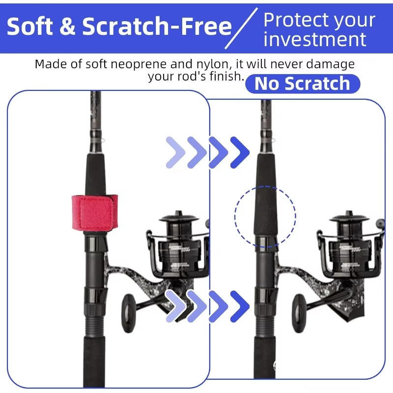 5Pcs Durable Elastic Fishing Rod Tie Band Adjustable Hook and Loop Strap for Outdoor Fishing Gear Organization