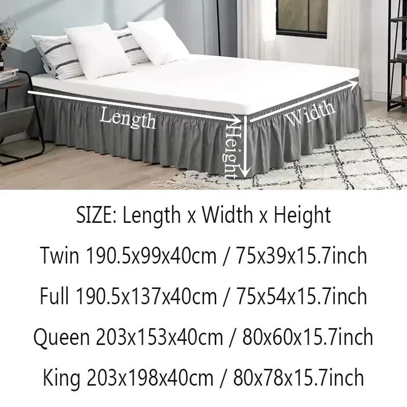 Twin/Full/Queen/King Size Bed Skirt Dust Ruffle Fit Bedspread Double Bed Skirt Adjustable Elastic Belt 40cm Height Jupe De Lit