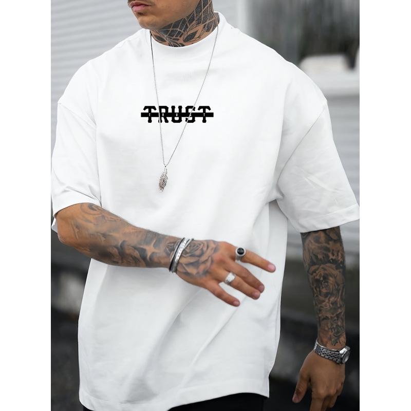 Herr Monogramtryck Casual Lös Kortärmad Enkel Bekväm T-shirt Herr