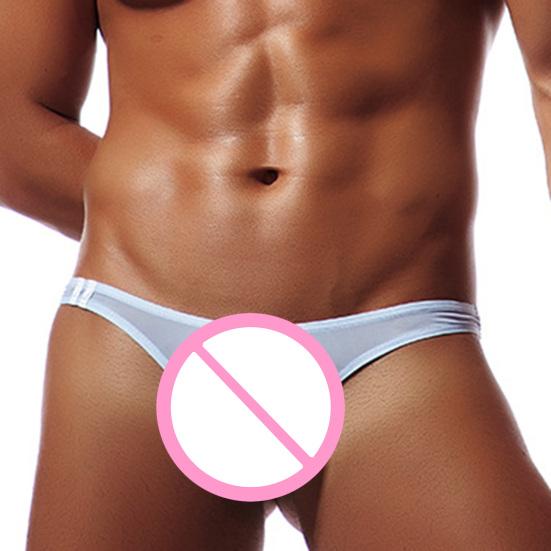 Breathable Seamless Ice Silk Men Briefs U Convex Low Waist Thong for Inside Wear