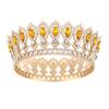 Round Princess Queen Tiara European Crystal Full Crown Metal Bridal Wedding Crowns  Birthday Party