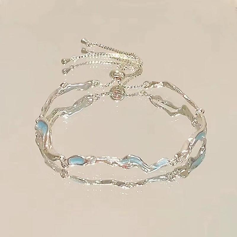 Cherry Blossom Bracelet For Women Girls Shiny Flower Bowknot Charm Bracelets Bangles Party Jewelry Accessories Gifts