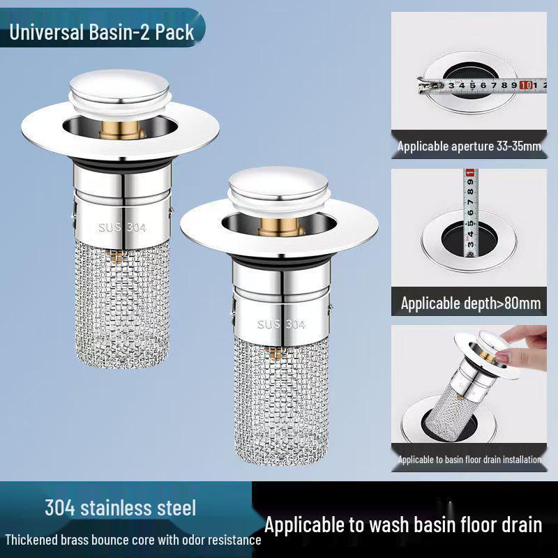 Pop-Up Sink Stopper & Filter: Odor-Proof, Anti-Clog Basin Accessory