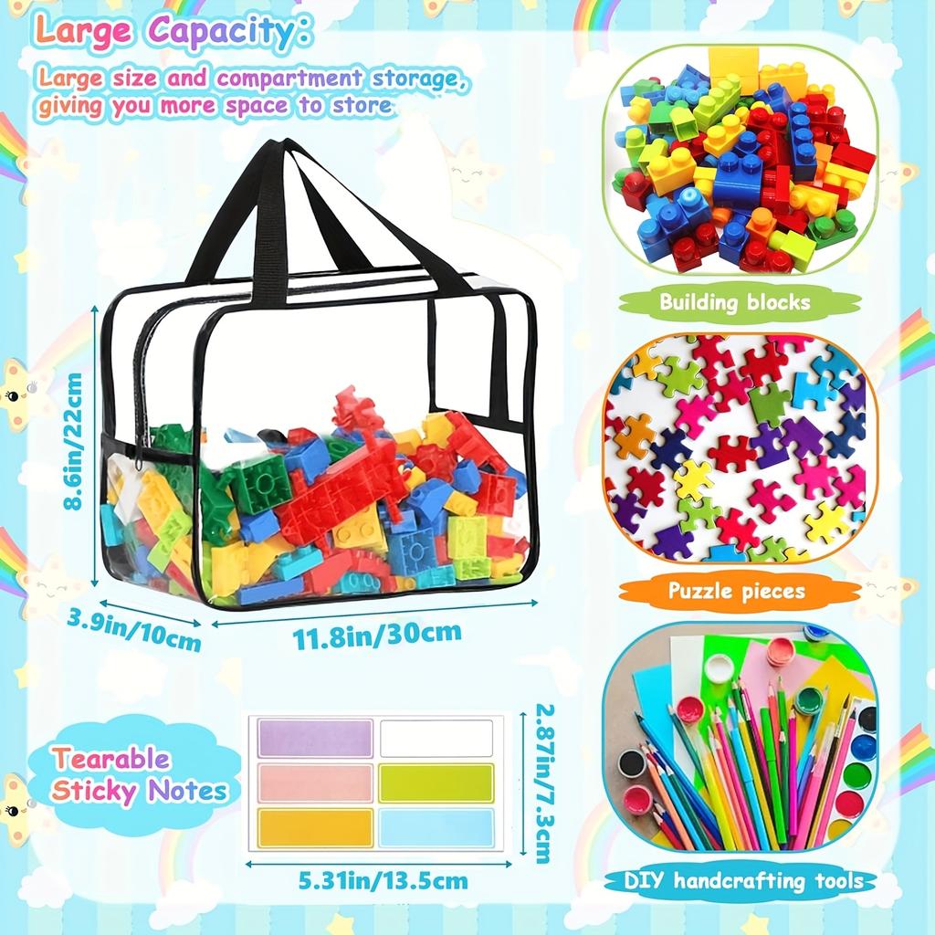 WTEMPO Clear Storage Bags with Zipper Extra Heavy PVC Bags for Household Items Transparent Makeup Bag Travel Organizer Plastic Tote Bags