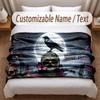 Skull Gothic Theme Soft Blanket Personalized Custom Name Text Print Warm Blanket Home Sofa Bedroom Decor