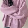 Long Sleeve Loose Knit Cardigan - Women's Versatile Retro Sweater, Round Neck, Lazy Style for Spring & Autumn