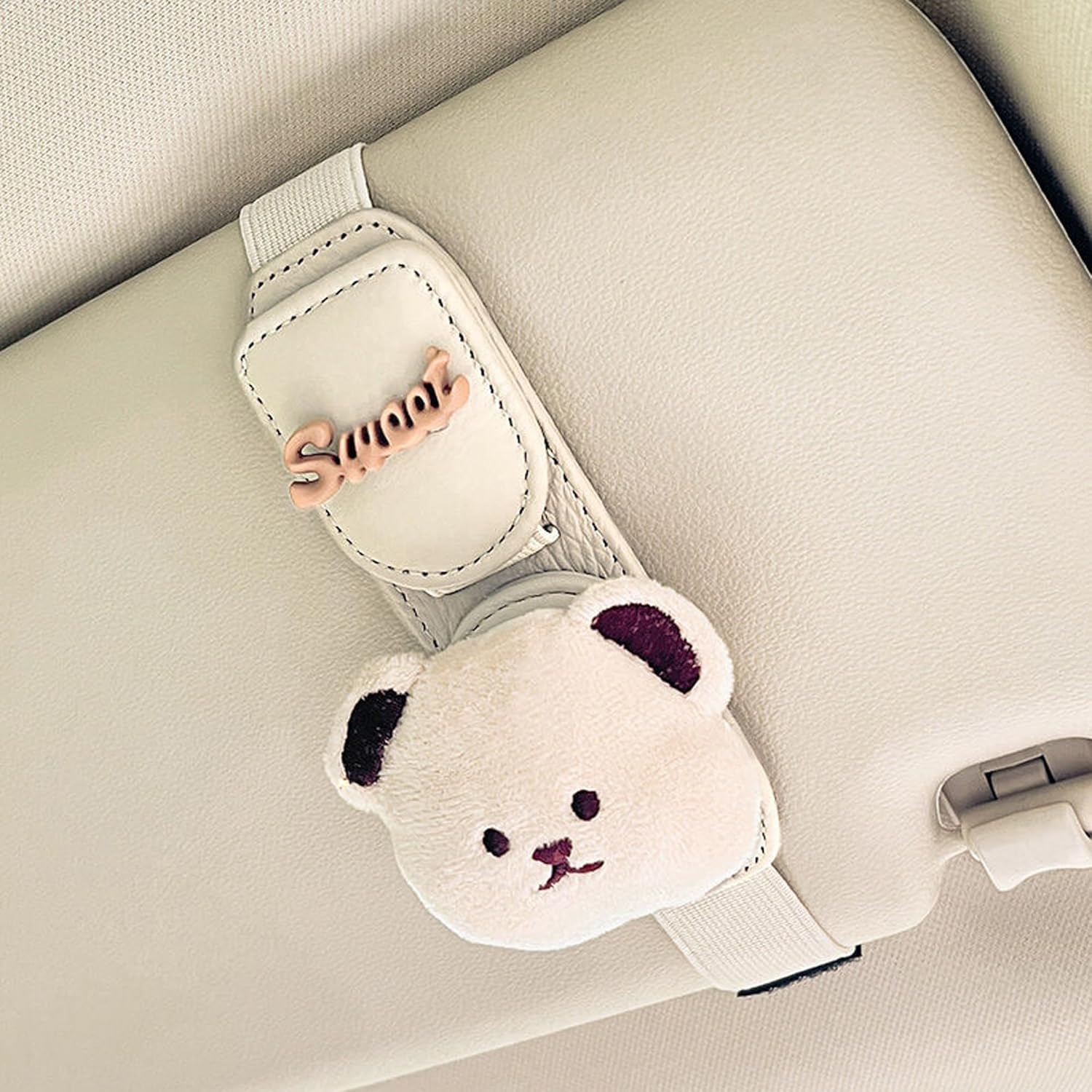 

Car Sunglasses Holder Eyeglass Clip with Sun Visor Storage for Cards Magnetic Eyewear Clamp Car Decor White-Little Bear