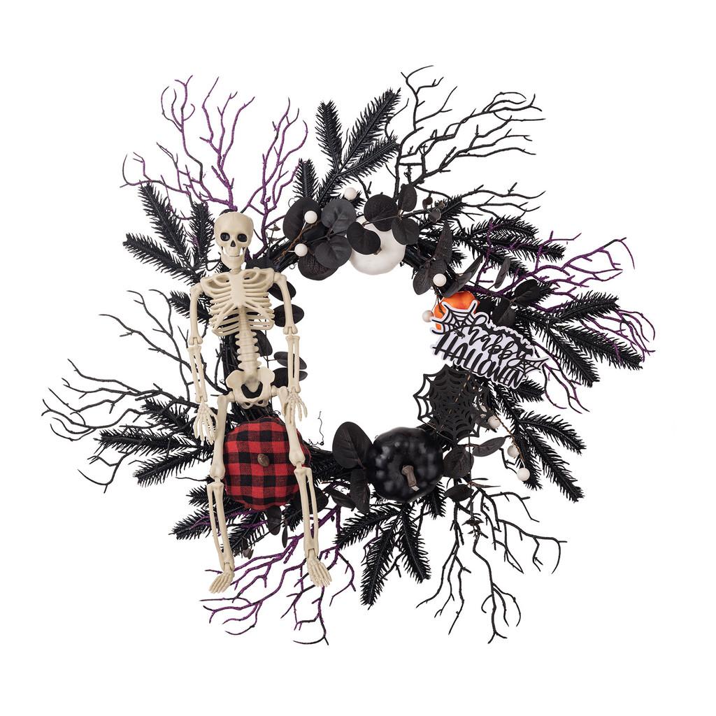 

Whimsical And Black White Skeleton Pumpkin Wreath For Halloween Atmosphere Party