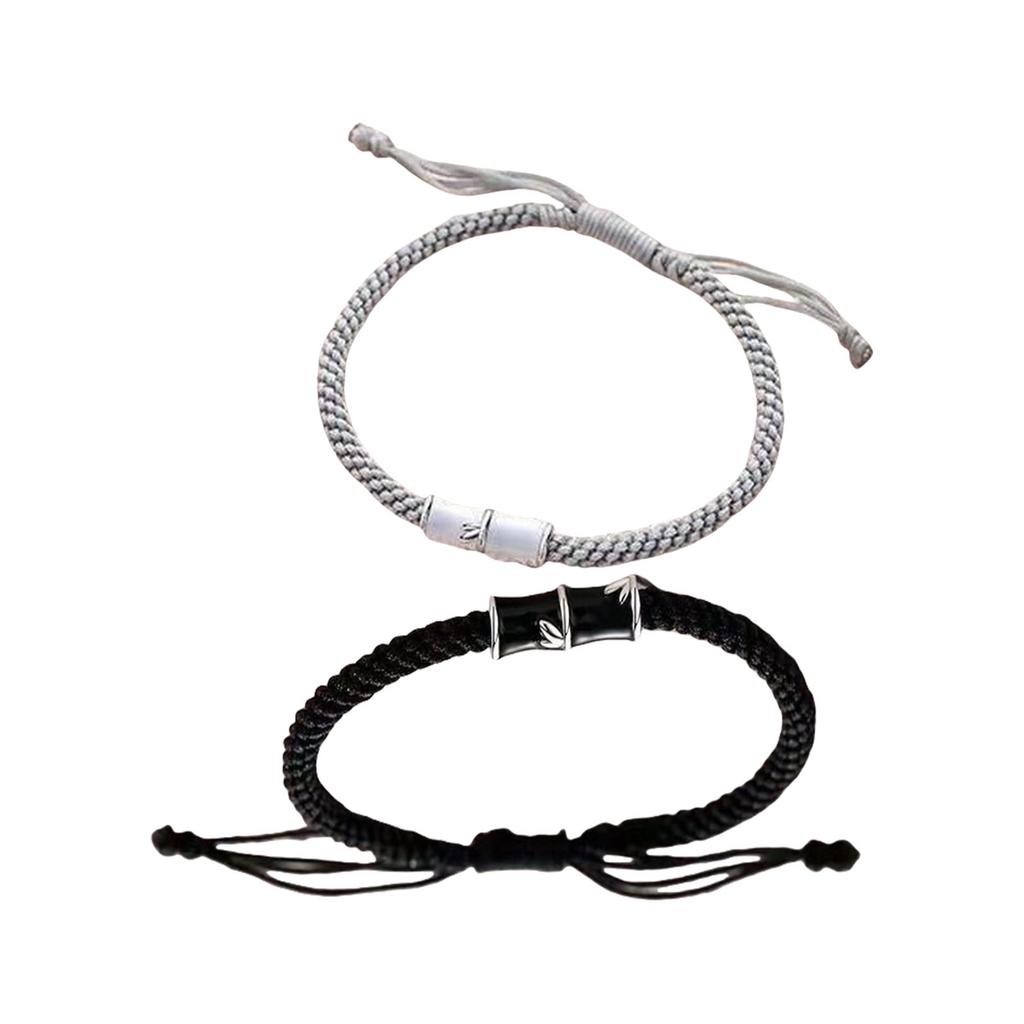 Unique Bamboo Patterned Couple Bracelets Braided Wrist Rope Accessory for Lovers Seeking Meaningful Accessories