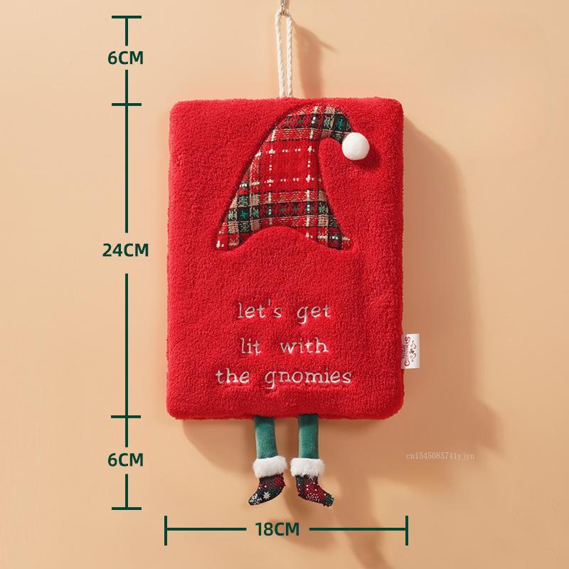2026 Christmas Hand Towel Hanging Thickened Coral Fleece Towel Absorbent Quick Drying Cartoon Hand Towel Xmas Bathroom Decor