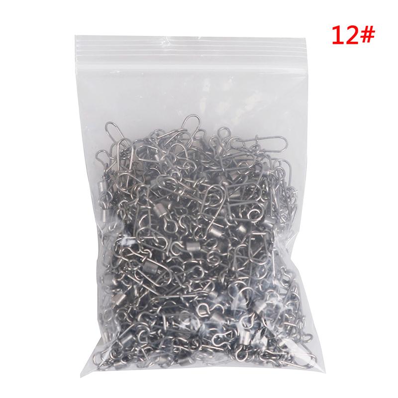 200Pcs Stainless Rolling Swivel Nice Snap Lure Connector Fishing Swivels Snap