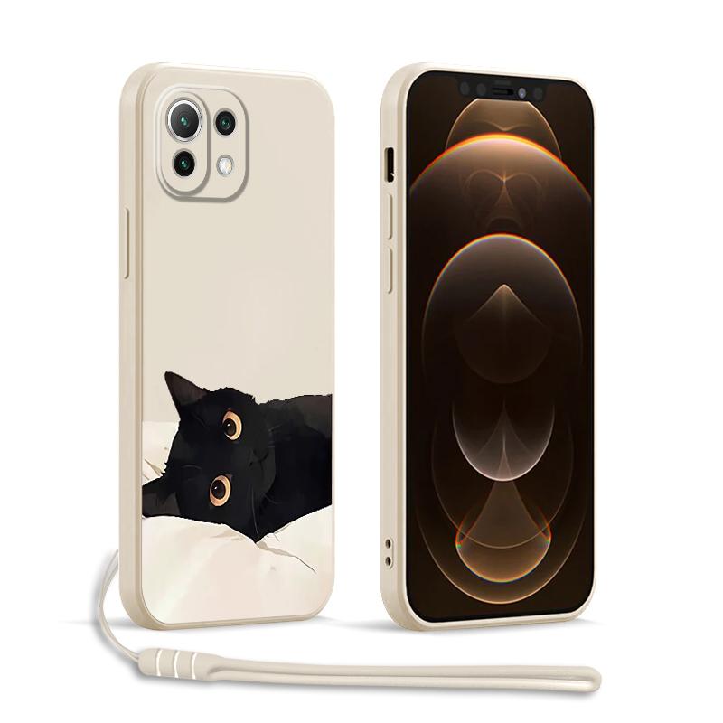 Case for Xiaomi Redmi A1 K60 K40 14C 13C 12C 9 8 10 A2 A3x Phone Cover Cartoon Black Cat Fashion