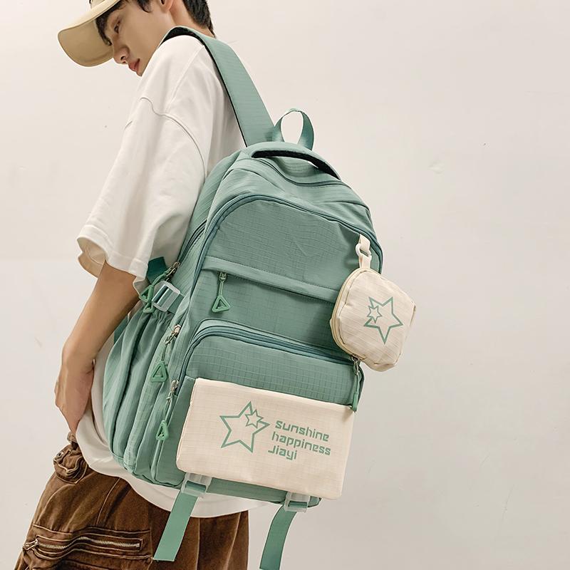 Звездный принт школьный рюкзак женский цветной блок большой емкости рюкзак — фото 6