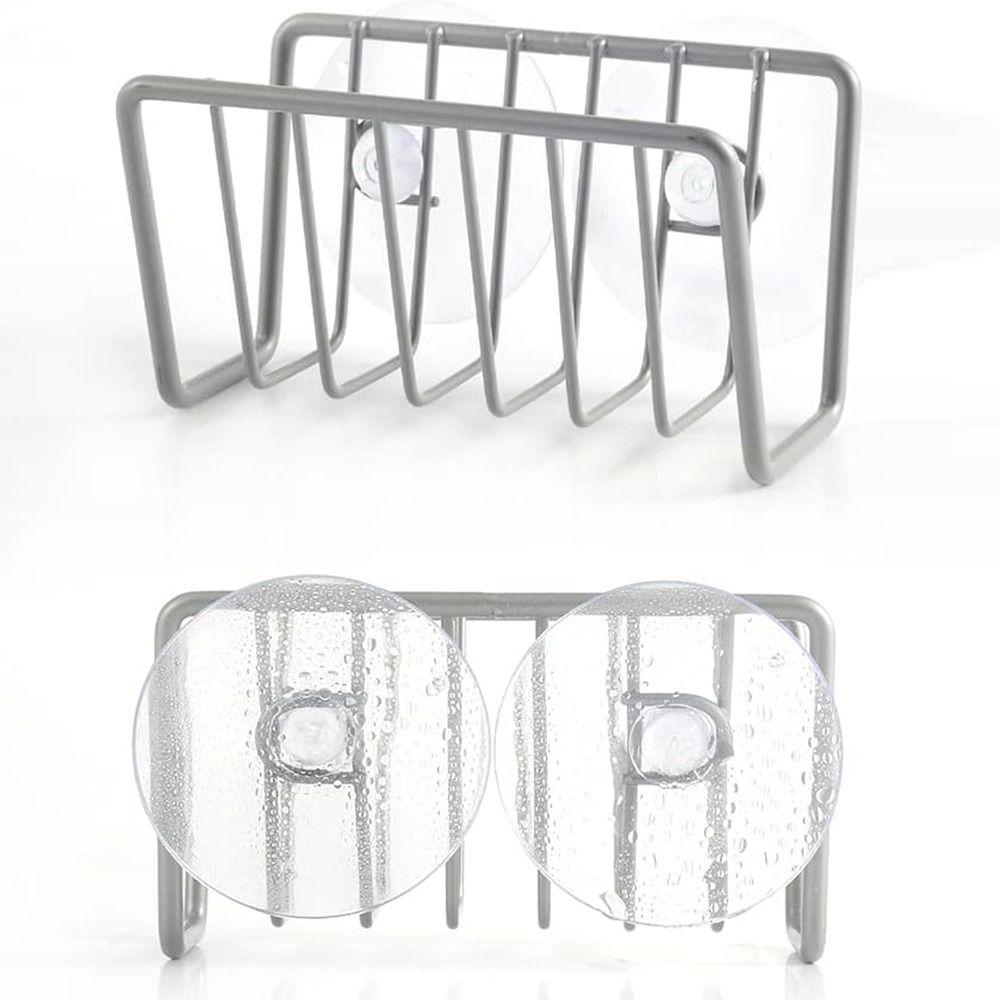 Water Drainage Wall-Mounted Sponge Holder Suction Cup Draining Sink Shelving Space Saving No-Drill Sink Sponge Rack Kitchen Use
