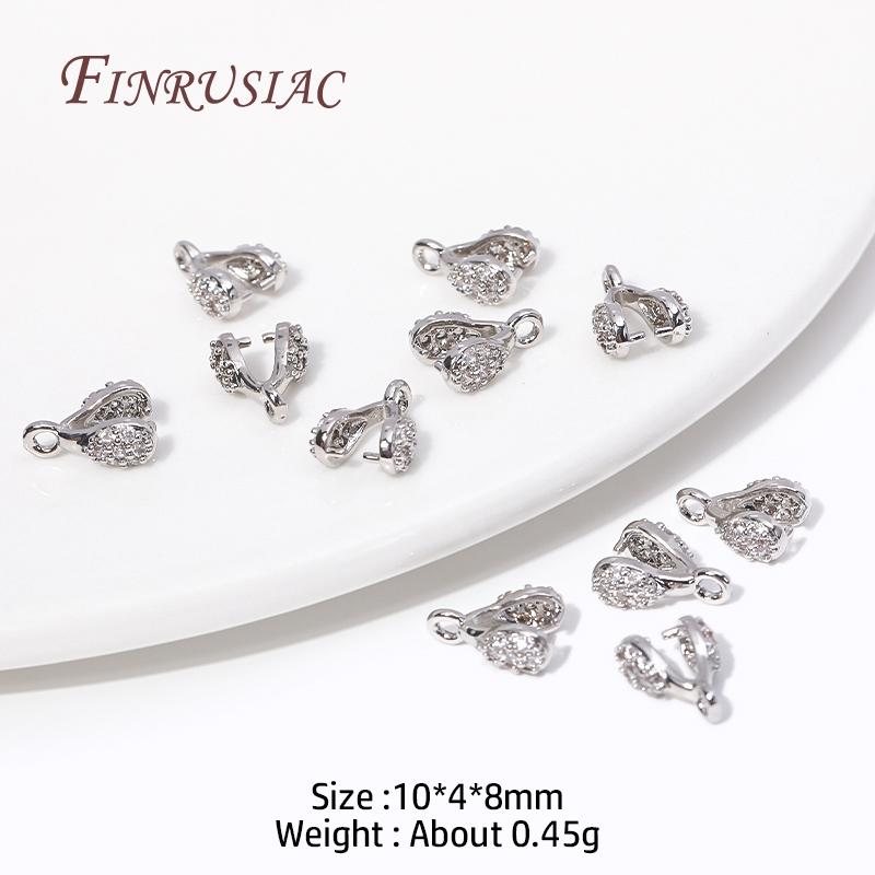 Multi Types 18K Gold Plated Inlaid Zircon Beila For Pendants,Pinch Clip Bails For Crystal Agate Jewelry Making,Pendant Connector