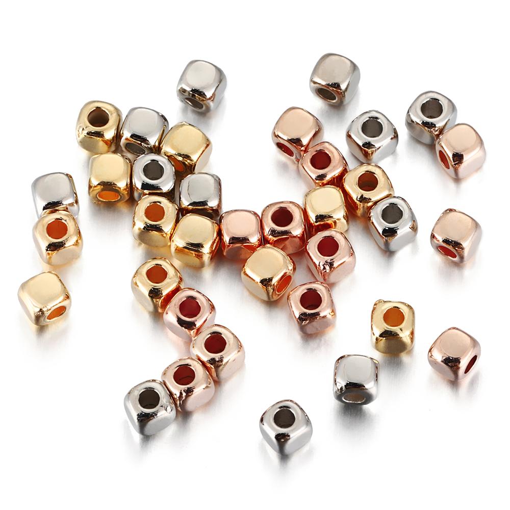 400pcs 3-4mm CCB Square Spacer Beads Rose Gold Color Mini Seed bead for Bracelet Necklace Jewelry Making DIY Needle Accessories