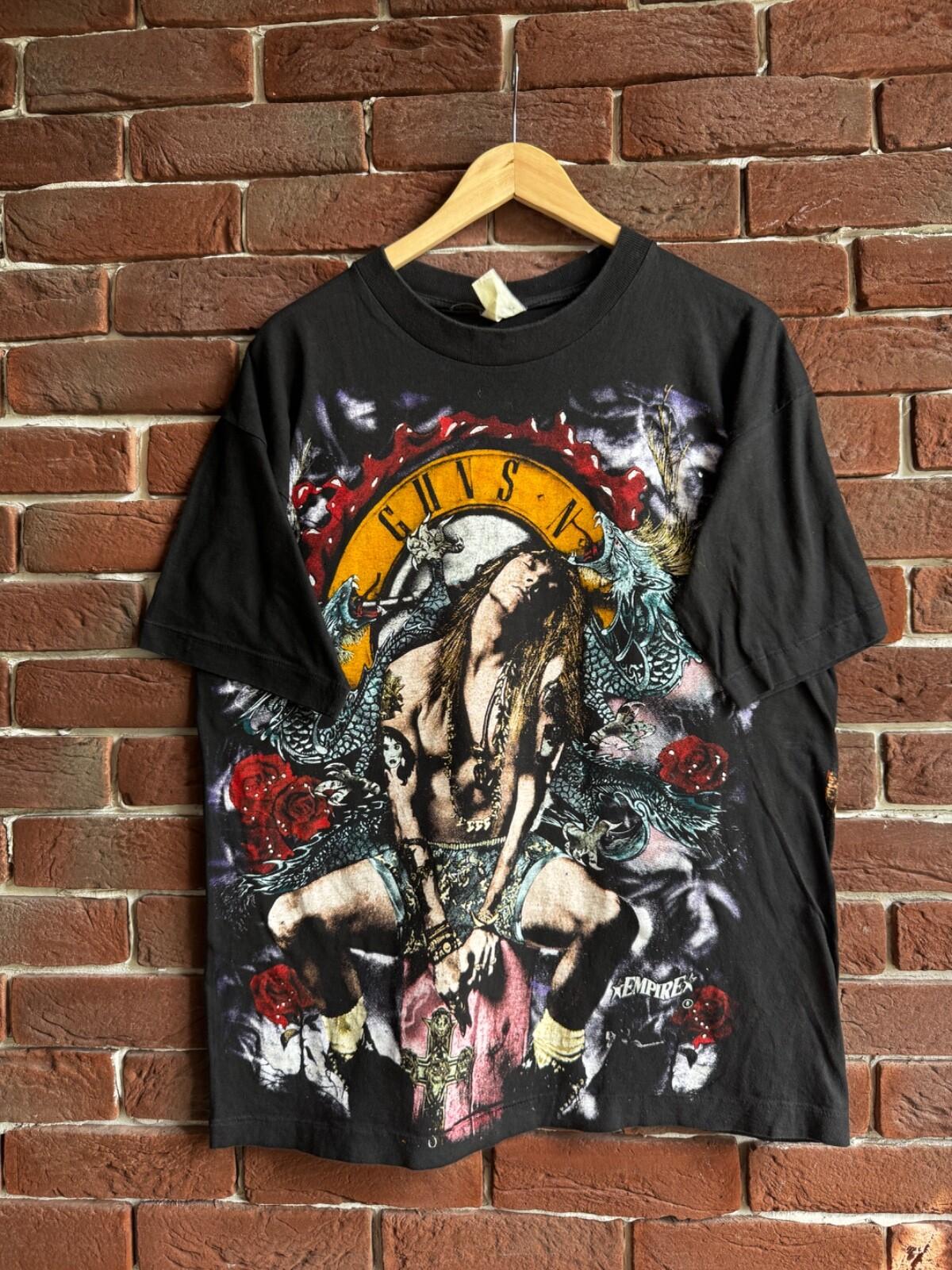 Vintage 90s Rare Guns N Roses AXL Rose AOP empire Band Tee l black Unisex T-Shirt L