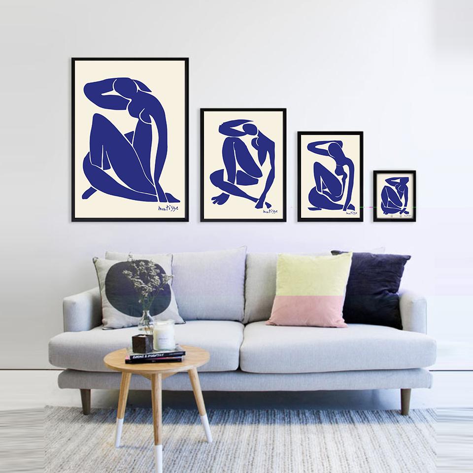 Pósteres de Henri Matisse con desnudos en rosa y azul, arte de pared vintage, pintura en lienzo, imágenes abstractas con cuerpo sexy para decoración de sala de estar