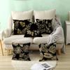 Home Furnishings Black Gold Leaf Print Cushion Cover Office Cushion Cover Waist Pillow Cover