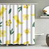 Animal Print Shower Curtain Yellow Flowers Birds Pattern Waterproof Fabric Bathroom Decor White Background (128 Characters)