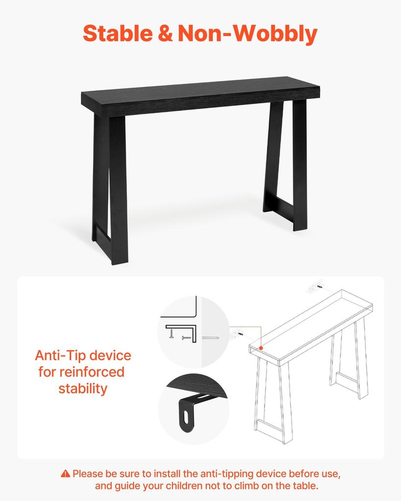 118 cm Console Table, Modern Desk Behind the Couch, Wooden Rectangle Entrance Desk, Narrow Long Sofa Table Accent Stand for Hallway, Bedroom, Living