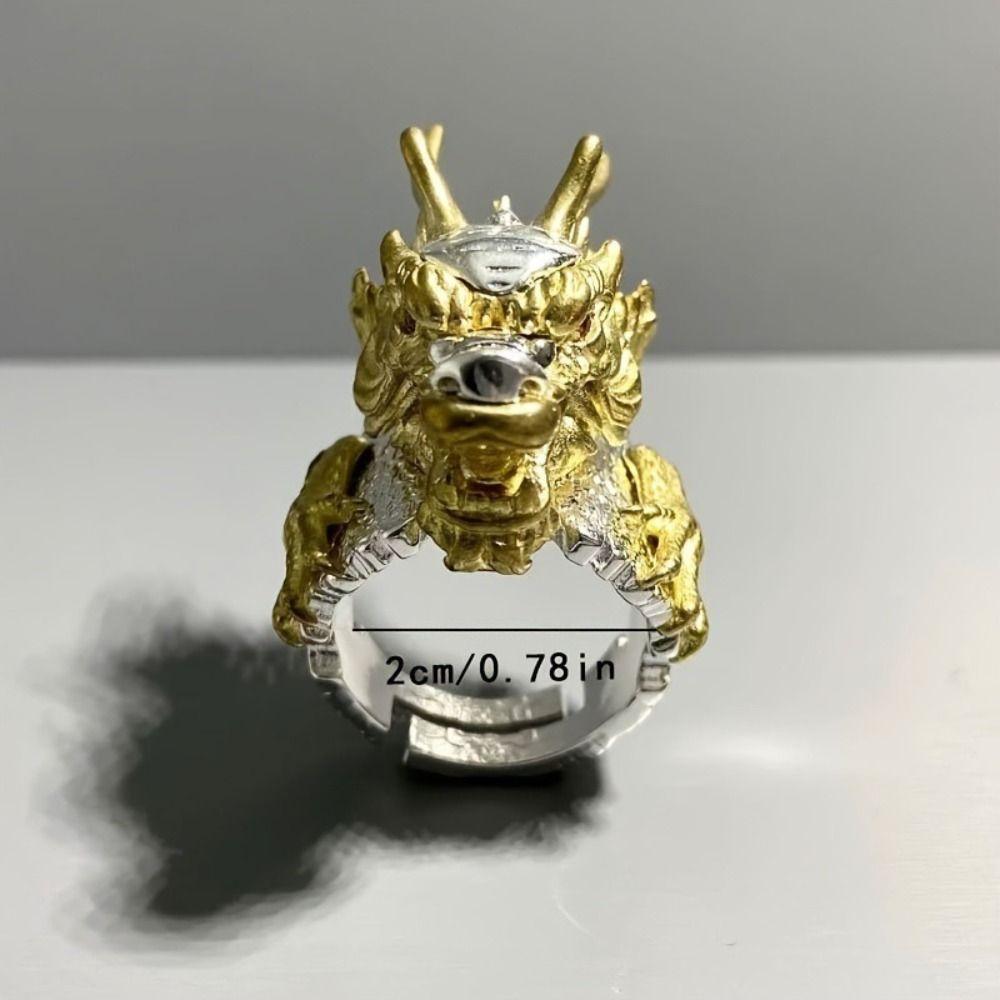 Two Tone Dragon Ring Adjustable Dragon Shape Ring Animal Ring Index Finger Ring