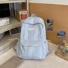 Zaino Studentesco in Nylon con Fantasia a Quadri e Spallacci Curvi per Viaggi Casual