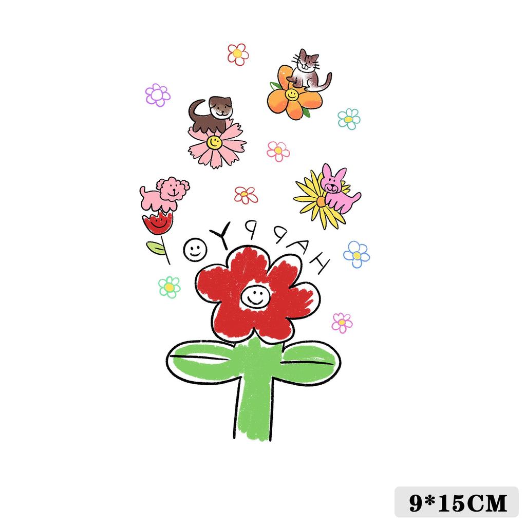 Cartoon Kids Dinosaur Mermaid Fruit Flower Animal Robot Finger Arm Tattoo Sticker