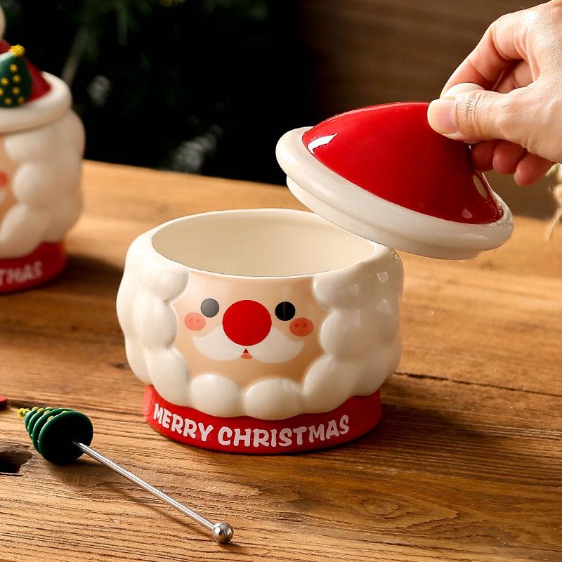 Cute Santa Claus Ceramic Tea Mug with Rod Lid New Year Christmas Gift Coffee Mug 430ml Tea Cup Water Cups Souvenir Drinkware