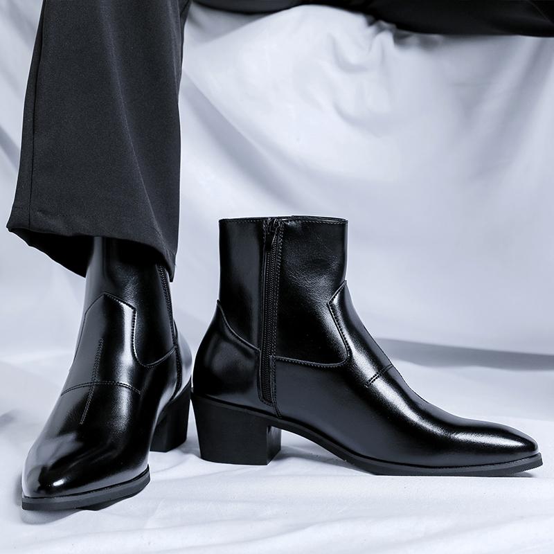Fashion 2025 Men's Boots Luxury Brand Leather Boots Fashion High Top Chelsea Boot Business Dress Boots for Men Ankle Botas Big Size 46
