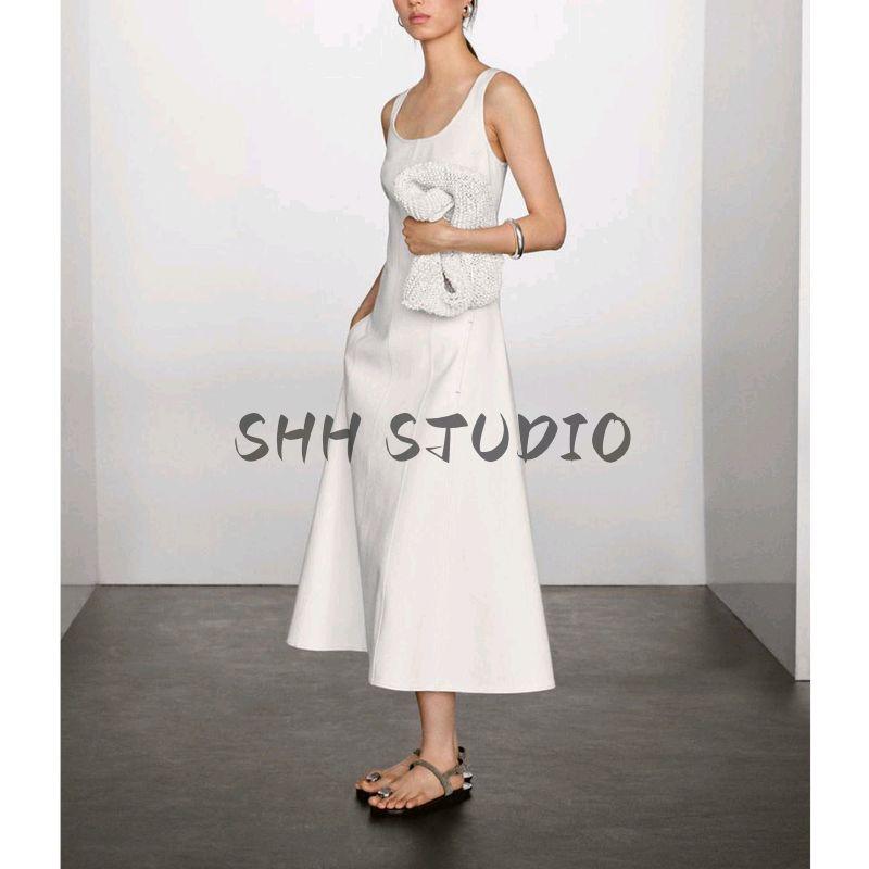 MD Summer New Arrival Women's Clothing French Minimalist Style Elegant Cotton Leisure Sling Denim Dress 6654400