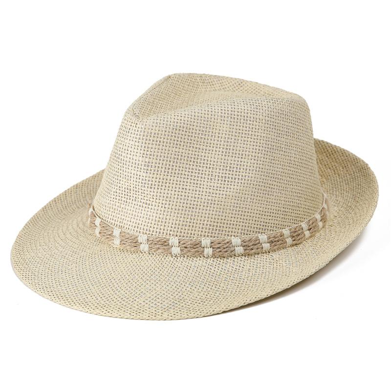 Panama Straw Hat Men Summer Old Man Grandpa Hat Outdoor Big Brim Sun Hat Dad Top Hat Sun Hat