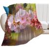 Pink Cherry Blossom Flower Flannel Throw Blanket Spring Floral Nature Print Soft Warm Blanket for Sofa Bedroom Home Decor Gift