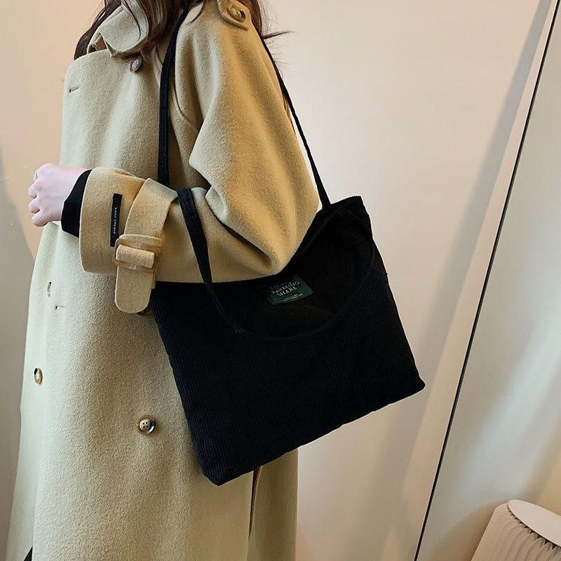 Stylish Corduroy Large Capacity Shoulder Bag For Women Perfect For School And Daily Use