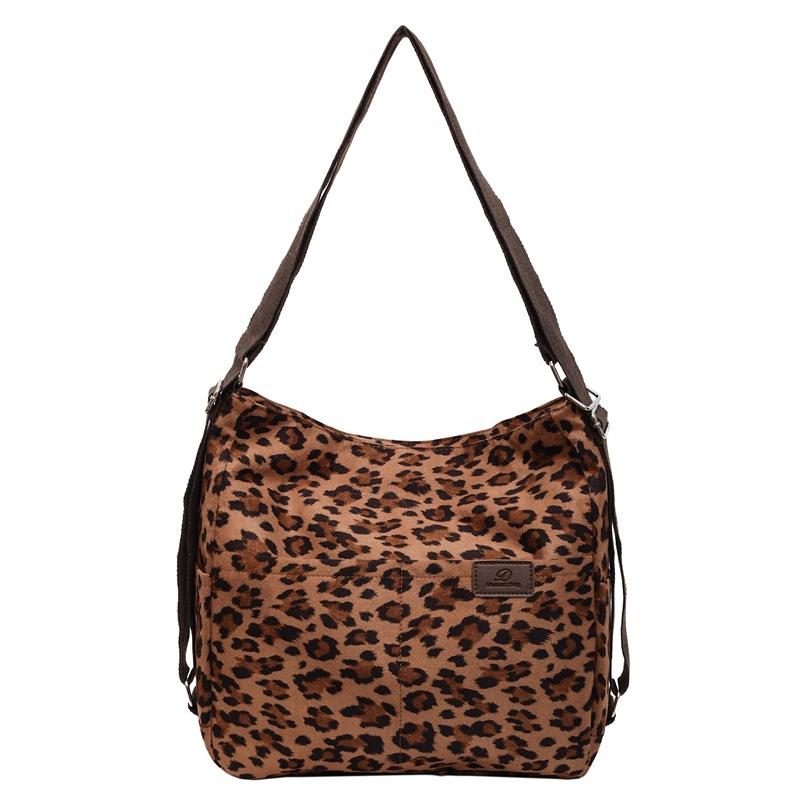 

Large capacity leopard print bag women s fashion versatile shoulder bag simple retro casual three-purpose tote bag светло-коричневого