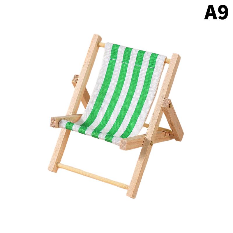 Cute Beach Chairs Mobile Phone Holder Mini Wooden Beach Chair Model Foldable Phone Holder Photography Prop Miniature Scene Decor