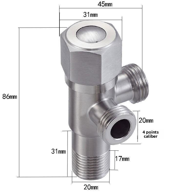1pc Stainless Steel Hot And Cold Angle Valve Large Flow Drain Toilet Water Stop Triangle Valve Switch all copper 3/4''