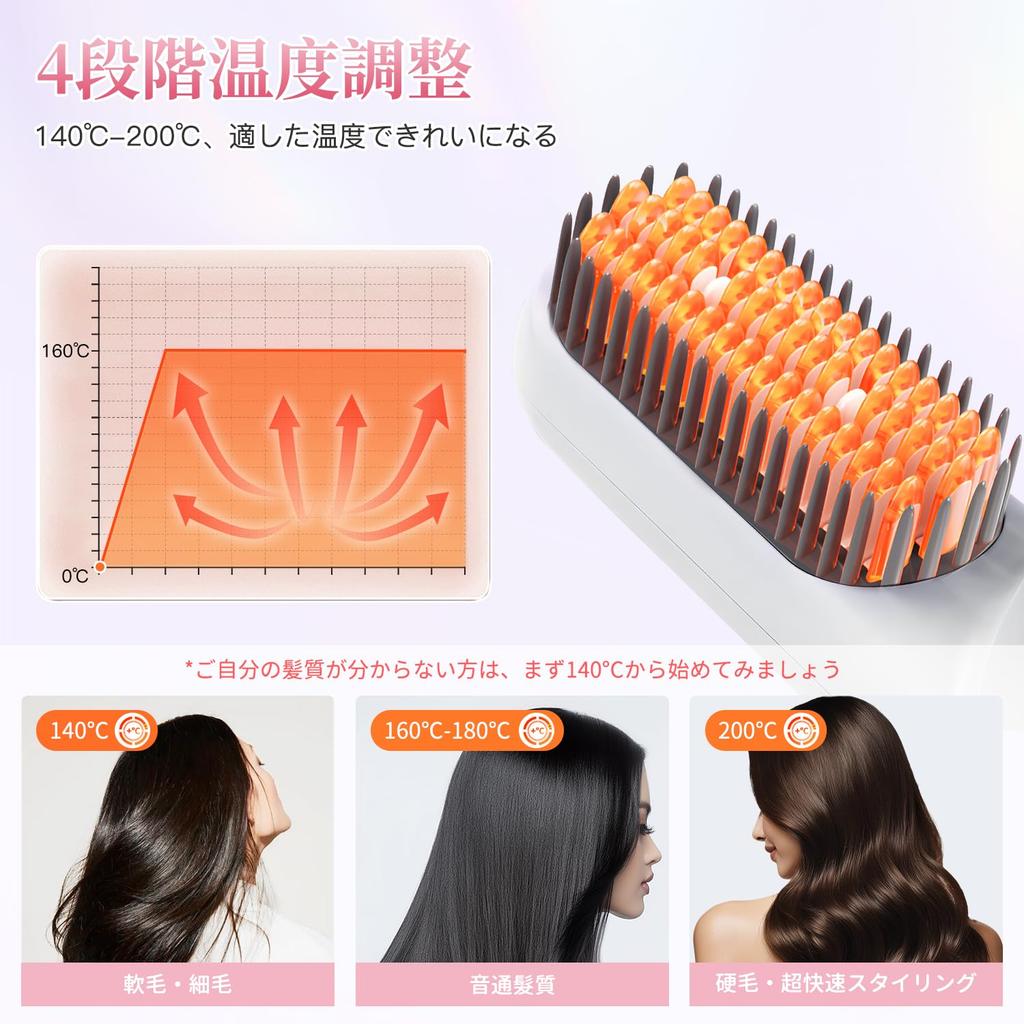 Hair Straightener with Heat Brush for Shiny 4 Temperature Settings Negative Instant Burn Temperature Straightening Professional International Japanese