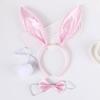 1set Plush Rabbit Ear Shape Hairband Cosplay Tail and Bowtie Suit Headdress Carnival Birthday Party Set for Children