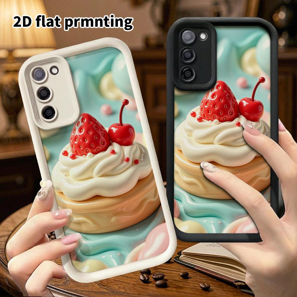 Phone Case: 2D Flat, Suitable for Samsung Galaxy A34 A35 M05 M06 S20 S22 S21 FE Plus 5G Protective Case, Strawberry Cherry Muffin, Perfect Christmas a