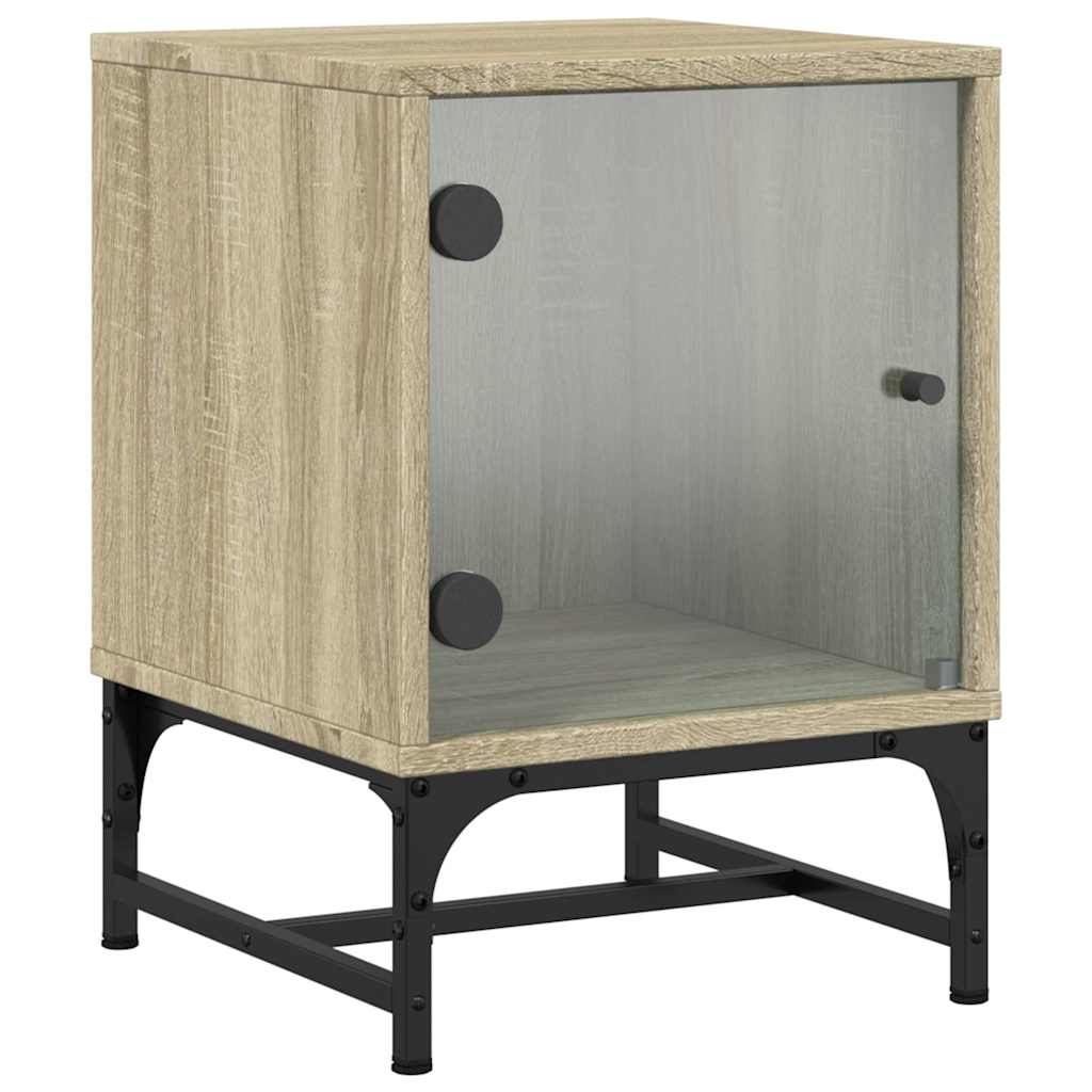 Nightstands with Glass Doors 2 pcs Sonoma Oak 35 x 37 x 50 cm