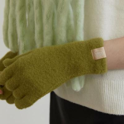 Halden Hairy Finger Hole Gloves (G008_light Green)