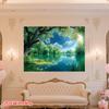 One Summer Lake-side Photography Backdrop Fabric Made of Polyester Is Highly Suitable for Garden Living Room and Wedding