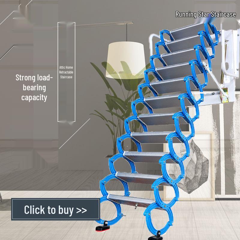 Guan Gu Wall-Mounted Attic Telescopic Ladder: Titanium-Magnesium Aluminum Alloy, Indoor/Outdoor Folding Lifting Ladder.