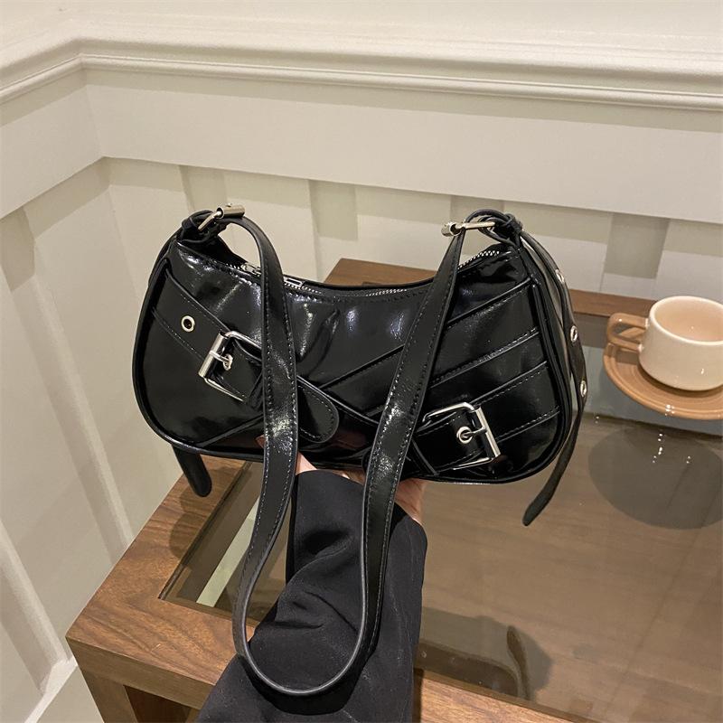 Retro Casual Belt Women's Shoulder Bags Versatile Cool Hot Girls Crossbody Handbags Y2k Simple Female Underarm Bag Purse