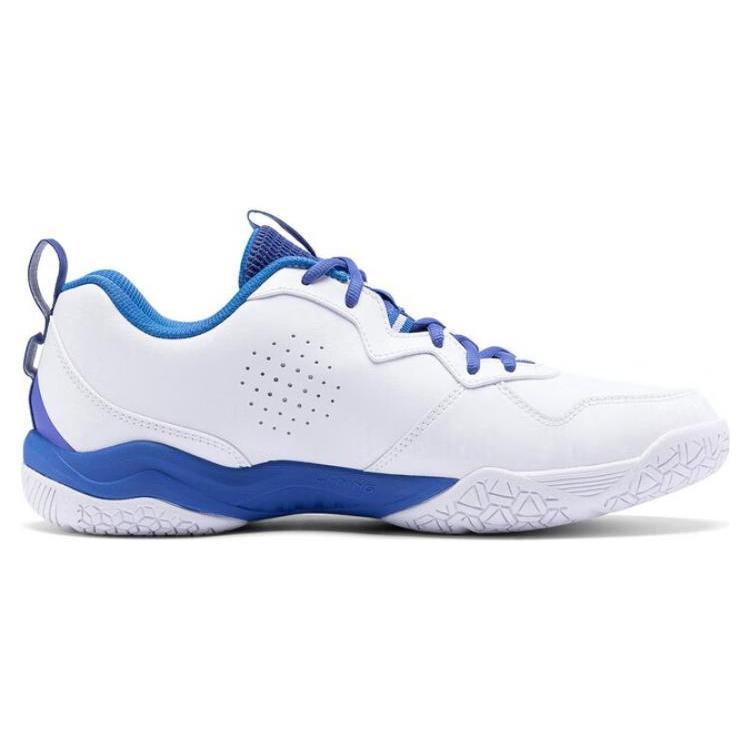 New LiNing CS6 Slip Resistant, Abrasion Resistant, Breathable Low Top Badminton Shoes Unisex White Blue AYTS055-2