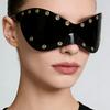 Unisex Y2K Punk Mode Sonnenbrille - Futuristisches Einteiler Goggle Metallring Rave Sonnenbrille Damen für Rave & Cyber Party